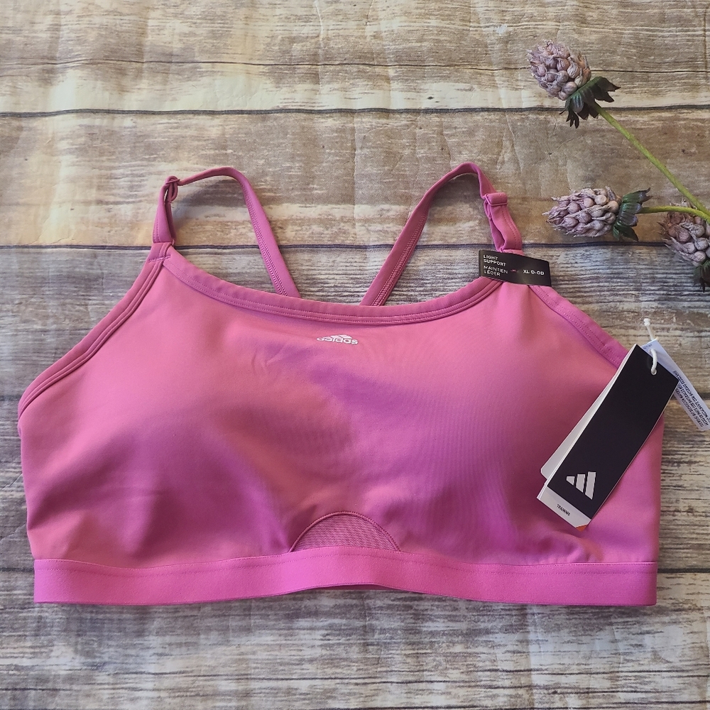Adidas Pink Training Aeroreact Light Support Bra - size XL D-DD